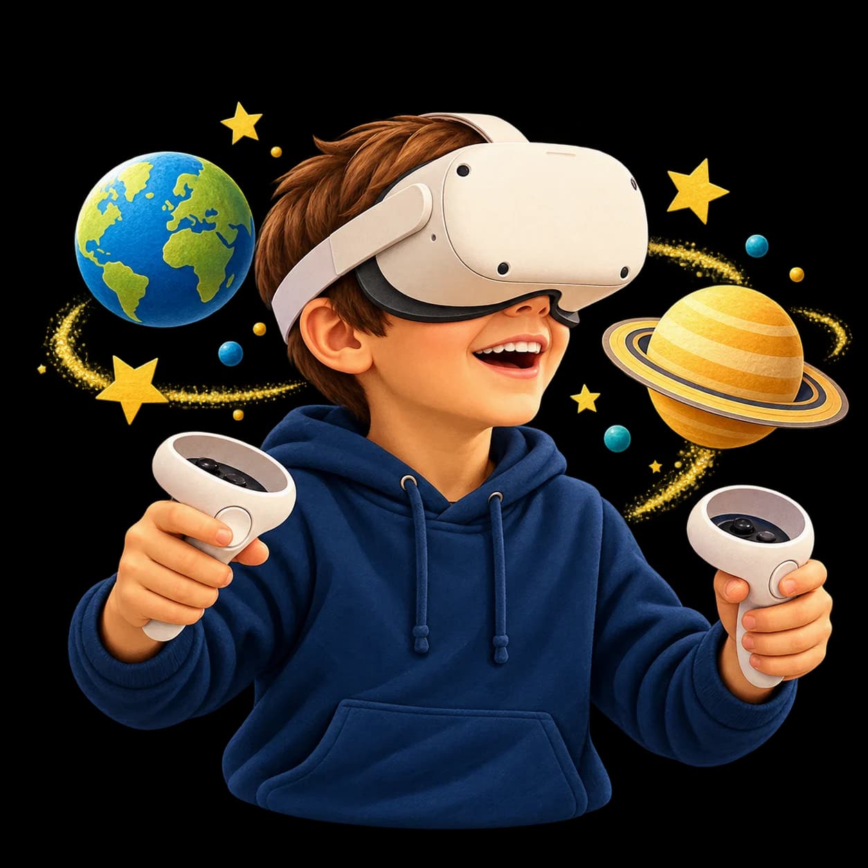 Enfant explorateur en réalité virtuelle
